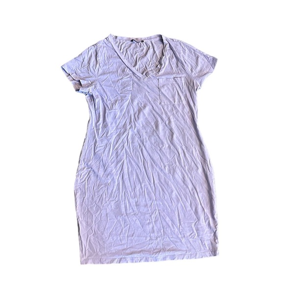 {SHEIN} BASICS Plus 100% Cotton Solid Round Neck Tee Dress - Picture 1 of 6